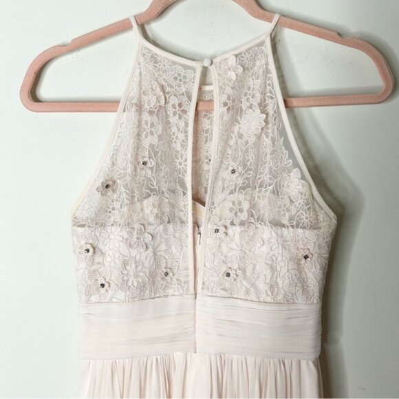 Forever New Women's Maxi Dress Long Lace beaded bodice Chiffon Pale Pink 2 - Picture 9 of 15